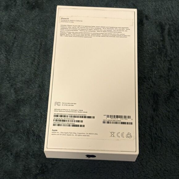 BOX ONLY - Apple iPhone 14 Midnight 128GB Empty Box Only No Phone , Model A2649 - Picture 3 of 5